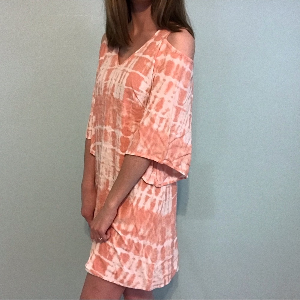 Cato Pink Tye-Die Cold Shoulder Dress
